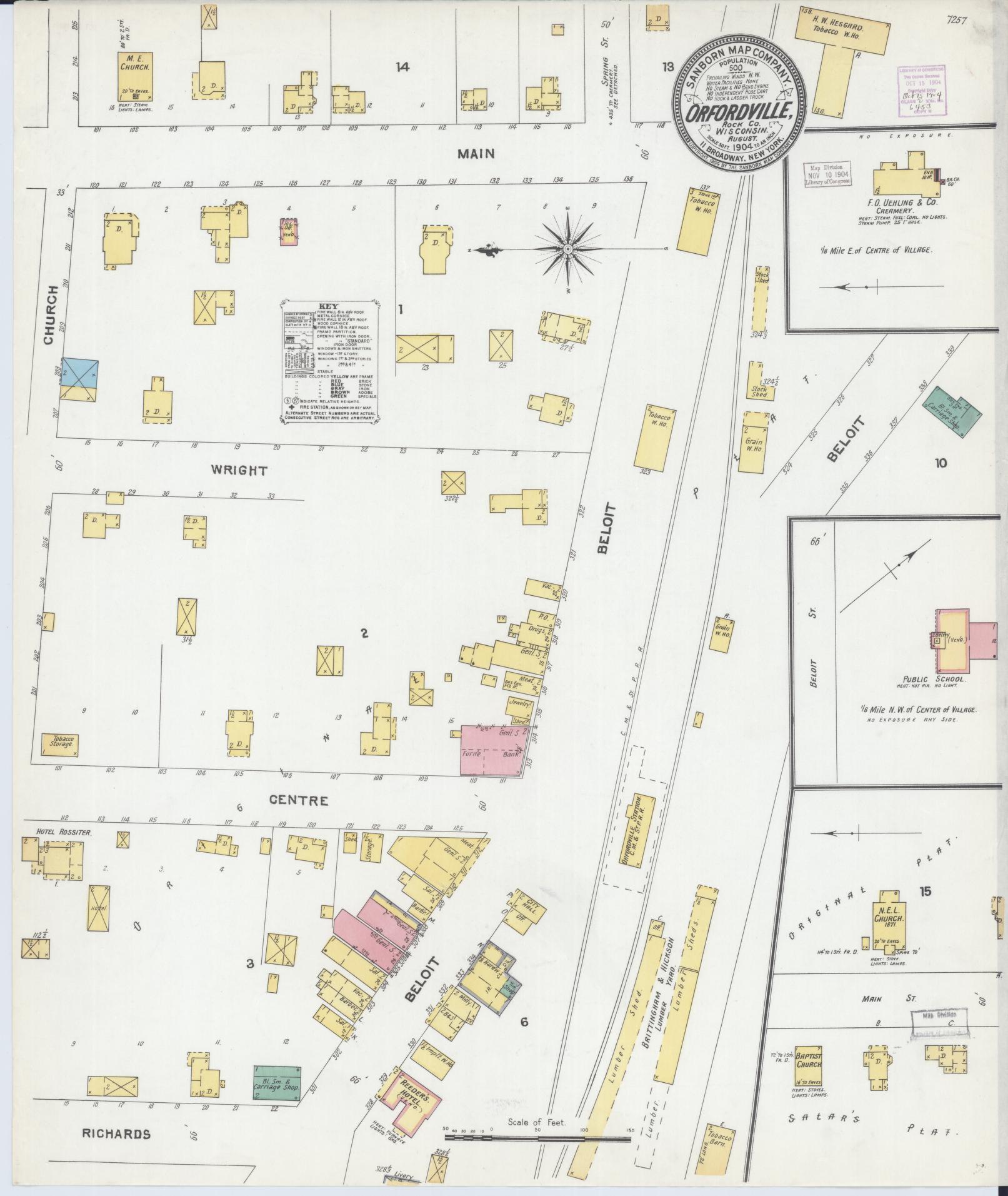 Sanborn Fire Insurance Map from Orfordville, Rock County, Wisconsin (1904), Sheet #0001 - Historic Sanborn Fire Insurance Map Print, vintage old map wall art, antique decor, genealogy gift, Wisconsin Wisconsin map
