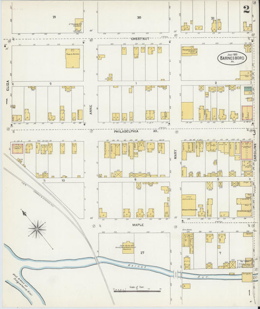 Sanborn Fire Insurance Map from Barnesboro, Cambria County, Pennsylvania (1903), Sheet #0002 - Historic Sanborn Fire Insurance Map Print, vintage old map wall art, antique decor, genealogy gift, Pennsylvania Pennsylvania map
