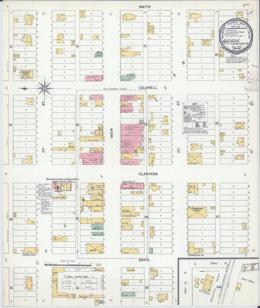 Sanborn Fire Insurance Map from Burlington Junction, Nodaway County, Missouri (1900), Sheet #0001 - Historic Sanborn Fire Insurance Map Print, vintage old map wall art, antique decor, genealogy gift, Missouri Missouri map
