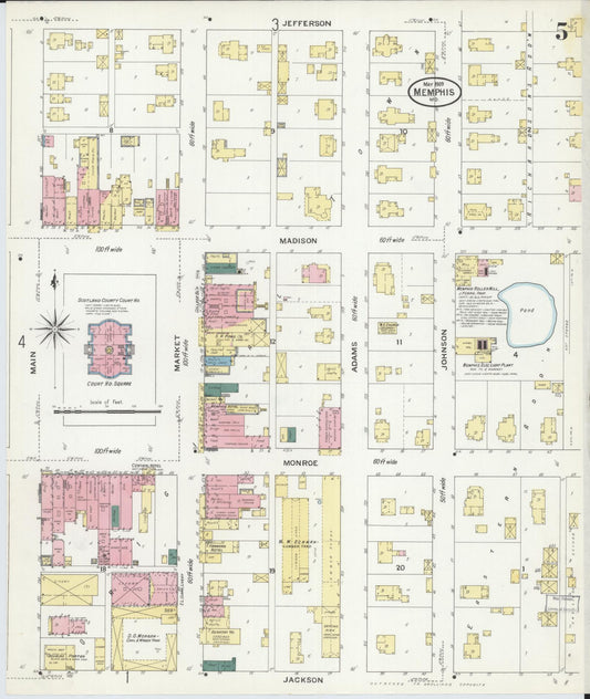 Sanborn Fire Insurance Map from Memphis, Scotland County, Missouri (1909), Sheet #0005 - Historic Sanborn Fire Insurance Map Print, vintage old map wall art, antique decor, genealogy gift, Missouri Missouri map