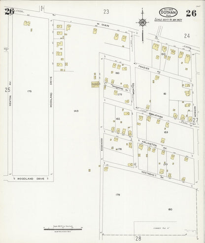 Sanborn Fire Insurance Map from Dothan, Houston County, Alabama (1924), Sheet #0026 - Complete Map Set gallery image, historic Sanborn map, vintage wall art, Alabama Alabama