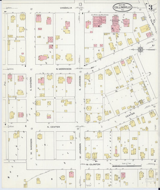 Sanborn Fire Insurance Map from Collinsville, Madison County, Illinois (1915), Sheet #0003 - Historic Sanborn Fire Insurance Map Print, vintage old map wall art, antique decor, genealogy gift, Illinois Illinois map