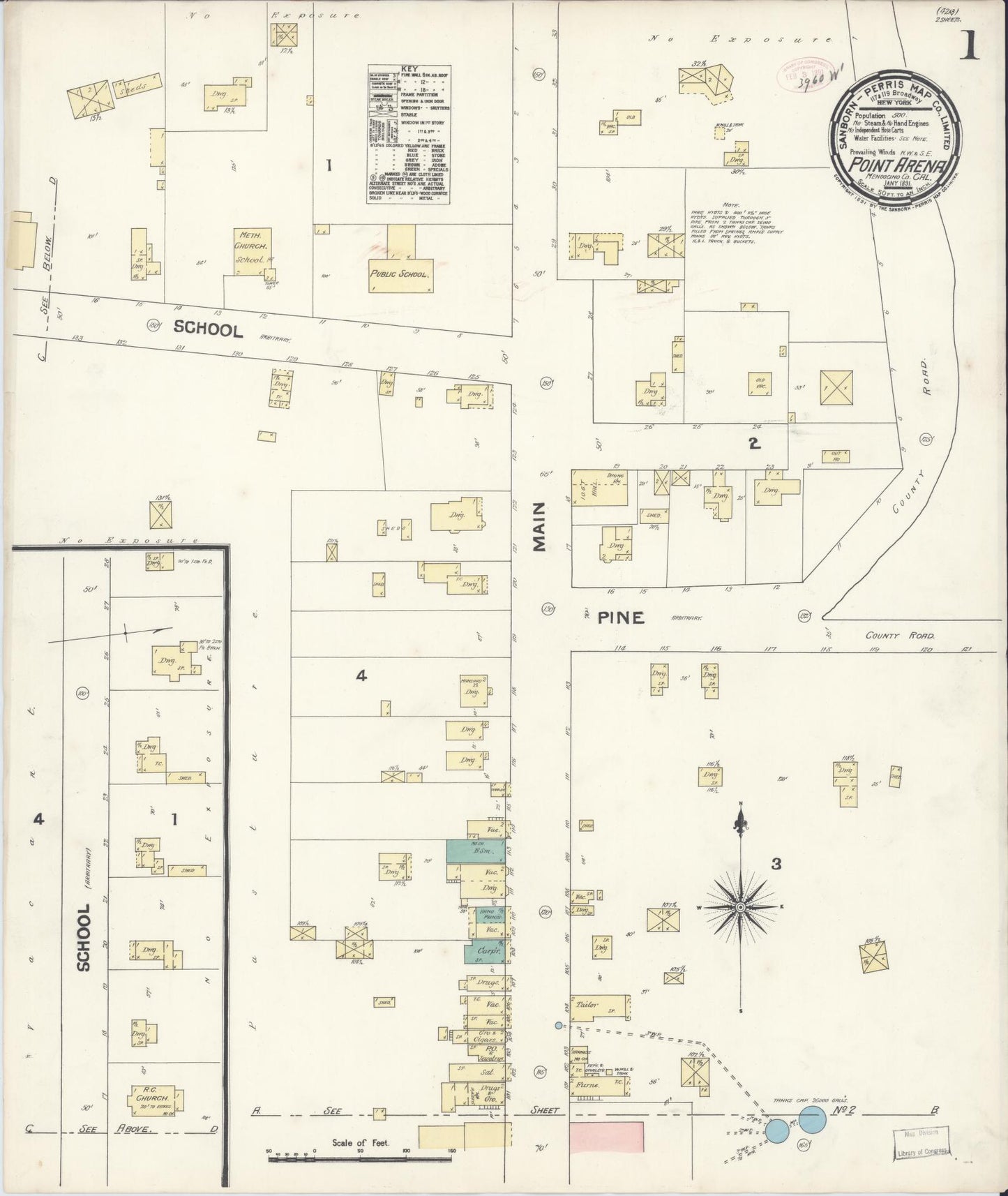 Sanborn Fire Insurance Map from Point Arena, Mendocino County, California. (1891) – Historic Sanborn Fire Insurance Map Print