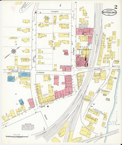 Sanborn Fire Insurance Map from White River Junction, Windsor County, Vermont (1917), Sheet #0002 - Complete Map Set gallery image, historic Sanborn map, vintage wall art, Vermont Vermont