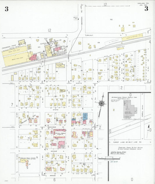 Sanborn Fire Insurance Map from Garland, Dallas County, Texas (1947), Sheet #0003 - Historic Sanborn Fire Insurance Map Print, vintage old map wall art, antique decor, genealogy gift, Texas Texas map