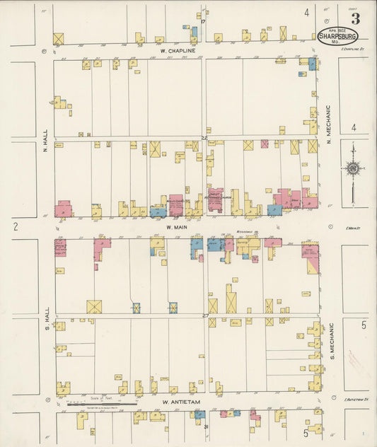 Sanborn Fire Insurance Map from Sharpsburg, Washington County, Maryland (1922), Sheet #0003 - Historic Sanborn Fire Insurance Map Print, vintage old map wall art, antique decor, genealogy gift, Maryland Maryland map