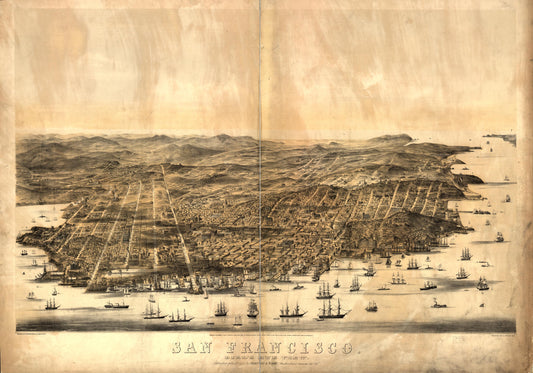 San Francisco. Bird's-eye view (1864) – Historic Bird’s-Eye View Panorama Print