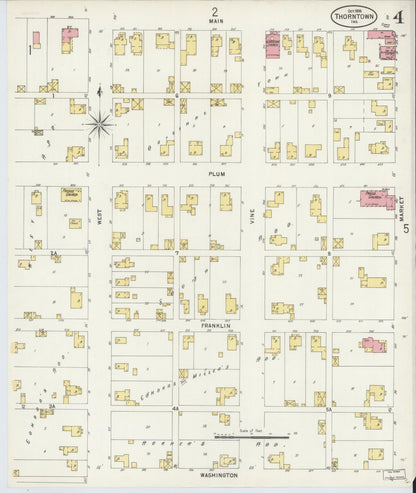 Sanborn Fire Insurance Map from Thorntown, Boone County, Indiana (1898), Sheet #0004 - Historic Sanborn Fire Insurance Map Print, vintage old map wall art, antique decor, genealogy gift, Indiana Indiana map