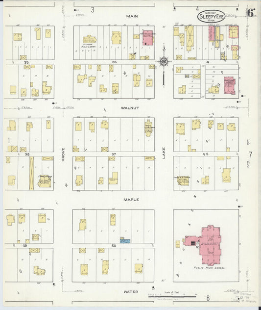 Sanborn Fire Insurance Map from Sleepy Eye, Brown County, Minnesota (1917), Sheet #0006 - Historic Sanborn Fire Insurance Map Print, vintage old map wall art, antique decor, genealogy gift, Minnesota Minnesota map