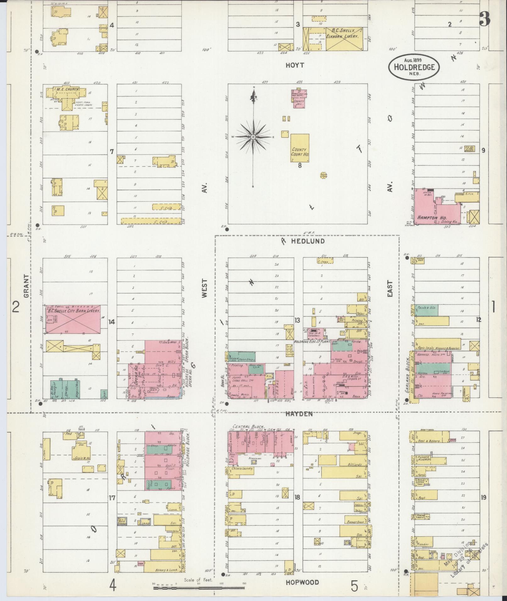 Sanborn Fire Insurance Map from Holdrege, Phelps County, Nebraska (1899), Sheet #0003 - Complete Map Set gallery image, historic Sanborn map, vintage wall art, Nebraska Nebraska