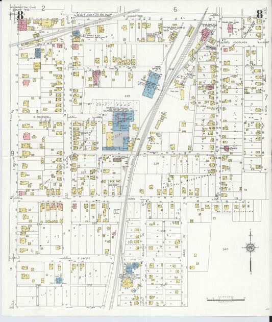 Sanborn Fire Insurance Map from Wilmington, Clinton County, Ohio (1933), Sheet #0008 - Historic Sanborn Fire Insurance Map Print, vintage old map wall art, antique decor, genealogy gift, Ohio Ohio map