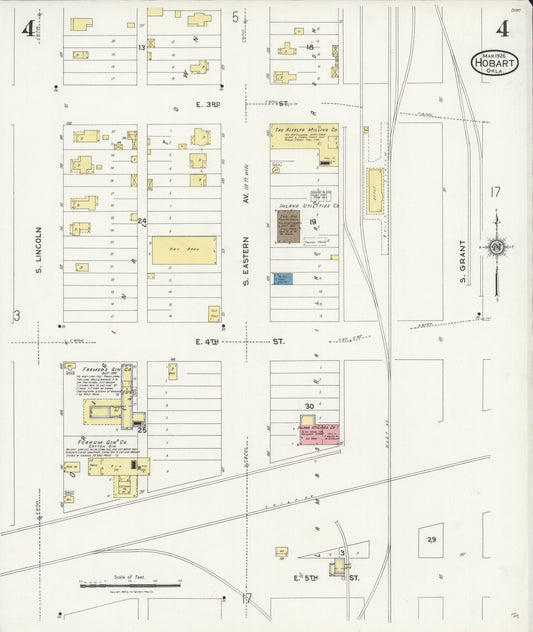 Sanborn Fire Insurance Map from Hobart, Kiowa County, Oklahoma (1926), Sheet #0004 - Historic Sanborn Fire Insurance Map Print, vintage old map wall art, antique decor, genealogy gift, Oklahoma Oklahoma map