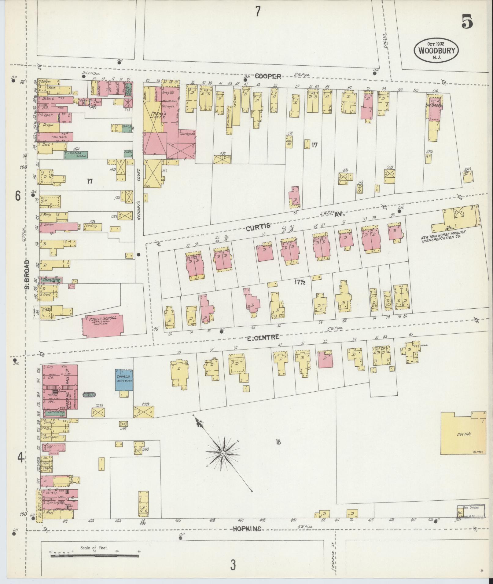 Sanborn Fire Insurance Map from Woodbury, Gloucester County, New Jersey (1902), Sheet #0005 - Complete Map Set gallery image, historic Sanborn map, vintage wall art, New Jersey New Jersey