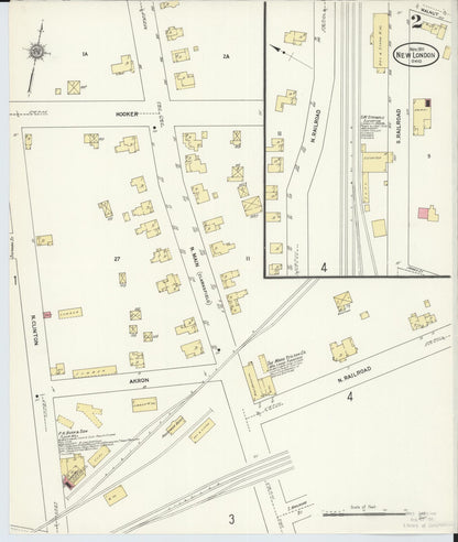 Sanborn Fire Insurance Map from New London, Huron County, Ohio (1911), Sheet #0002 - Historic Sanborn Fire Insurance Map Print, vintage old map wall art, antique decor, genealogy gift, Ohio Ohio map