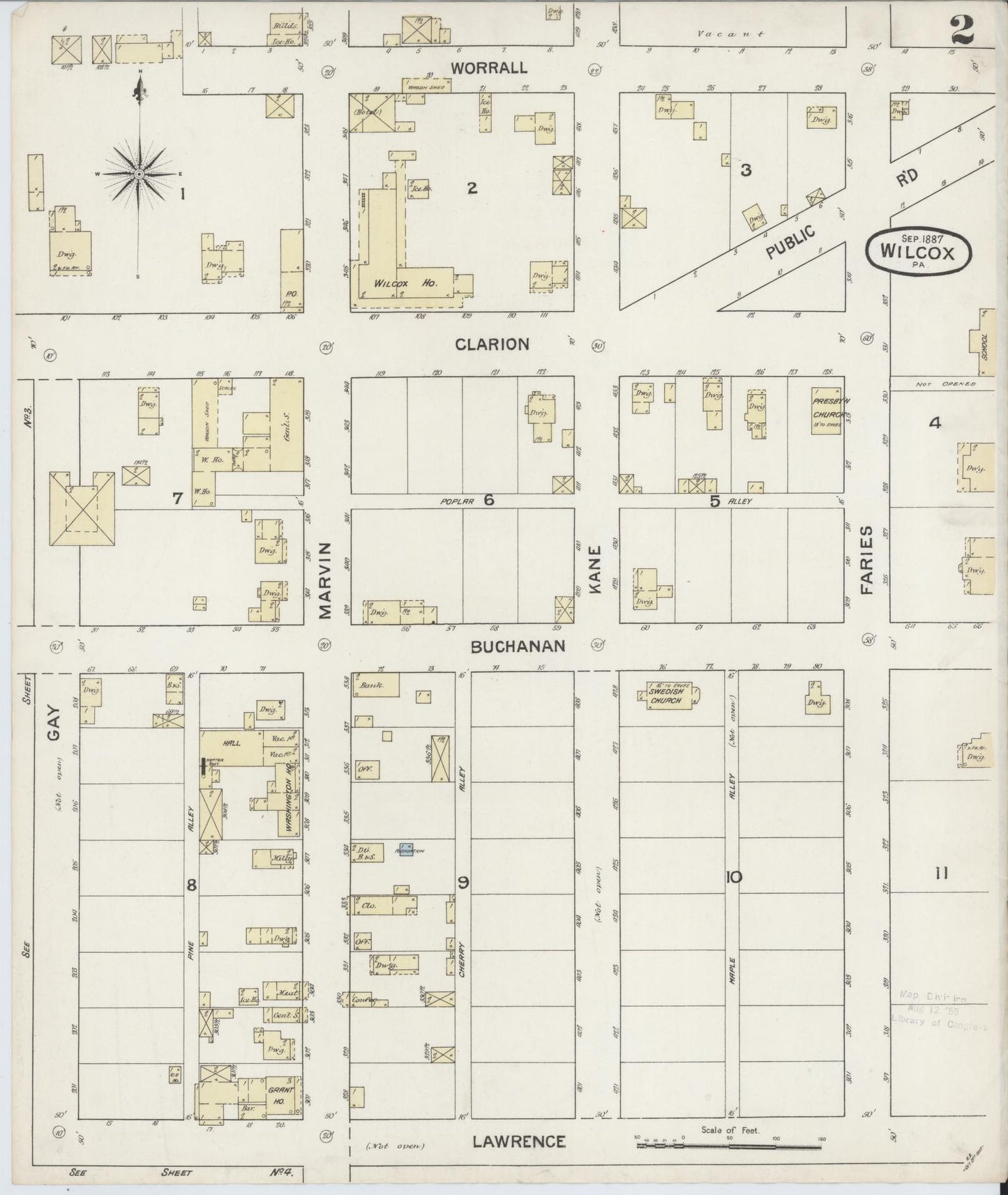 Sanborn Fire Insurance Map from Wilcox, Elk County, Pennsylvania (1887), Sheet #0002 - Complete Map Set gallery image, historic Sanborn map, vintage wall art, Pennsylvania Pennsylvania