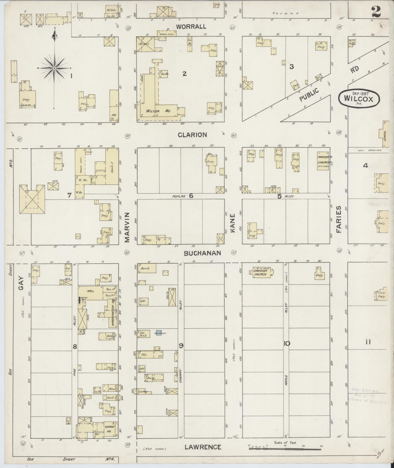 Sanborn Fire Insurance Map from Wilcox, Elk County, Pennsylvania (1887), Sheet #0002 - Complete Map Set gallery image, historic Sanborn map, vintage wall art, Pennsylvania Pennsylvania