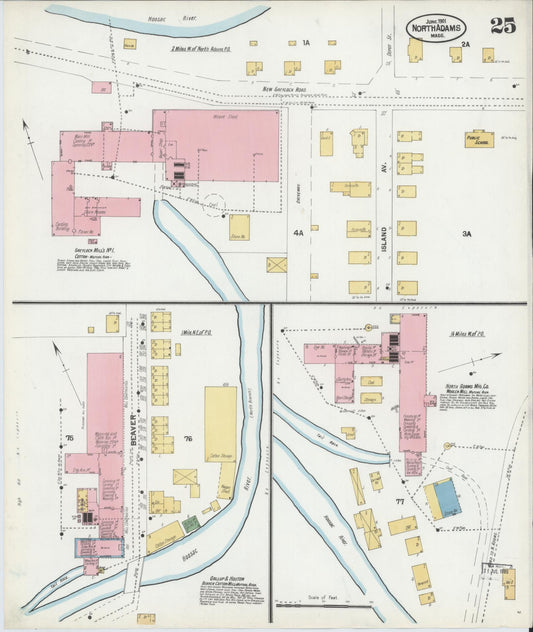Sanborn Fire Insurance Map from North Adams, Berkshire County, Massachusetts (1901), Sheet #0025 - Historic Sanborn Fire Insurance Map Print, vintage old map wall art, antique decor, genealogy gift, Massachusetts Massachusetts map