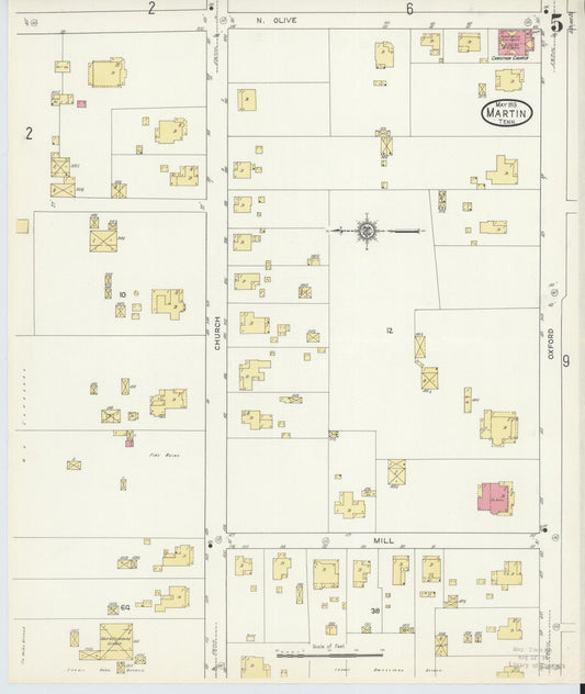 Sanborn Fire Insurance Map from Martin, Weakley County, Tennessee (1913), Sheet #0005 - Historic Sanborn Fire Insurance Map Print, vintage old map wall art, antique decor, genealogy gift, Tennessee Tennessee map