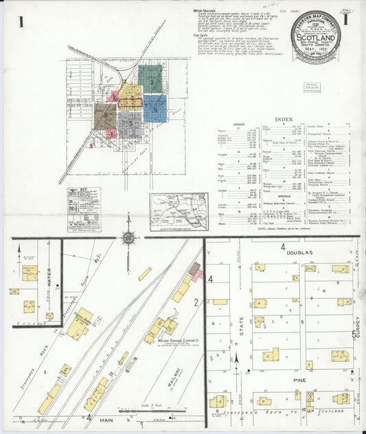 Sanborn Fire Insurance Map from Scotland, Bon Homme County, South Dakota. (1923) – Historic Sanborn Fire Insurance Map Print