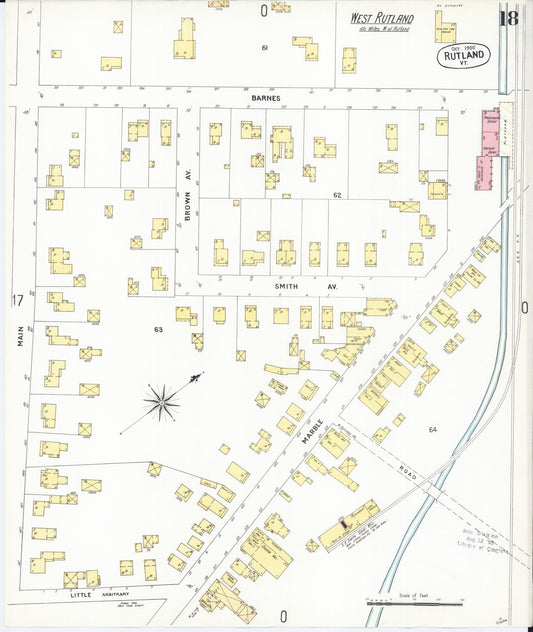 Sanborn Fire Insurance Map from Rutland, Rutland County, Vermont (1900), Sheet #0018 - Historic Sanborn Fire Insurance Map Print, vintage old map wall art, antique decor, genealogy gift, Vermont Vermont map