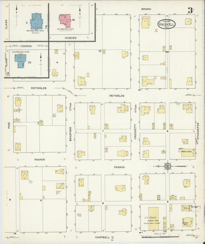 Sanborn Fire Insurance Map from Haskell, Haskell County, Texas (1913), Sheet #0003 - Complete Map Set gallery image, historic Sanborn map, vintage wall art, Texas Texas