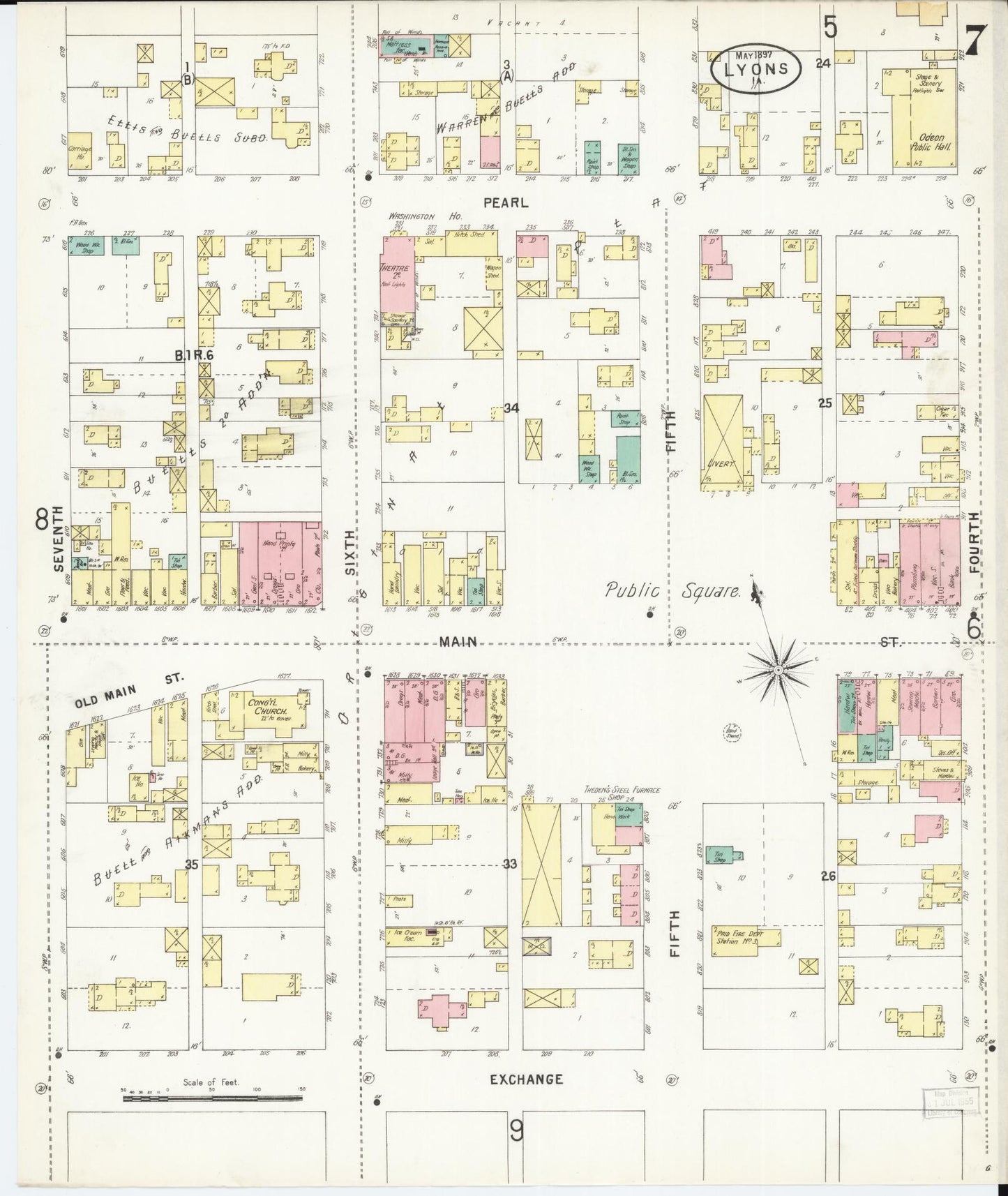 Sanborn Fire Insurance Map from Lyons, Clinton County, Iowa (1897), Sheet #0007 - Historic Sanborn Fire Insurance Map Print