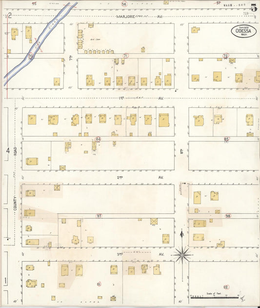 Sanborn Fire Insurance Map from Odessa, Lincoln County, Washington (1930), Sheet #0005 - Historic Sanborn Fire Insurance Map Print, vintage old map wall art, antique decor, genealogy gift, Washington Washington map