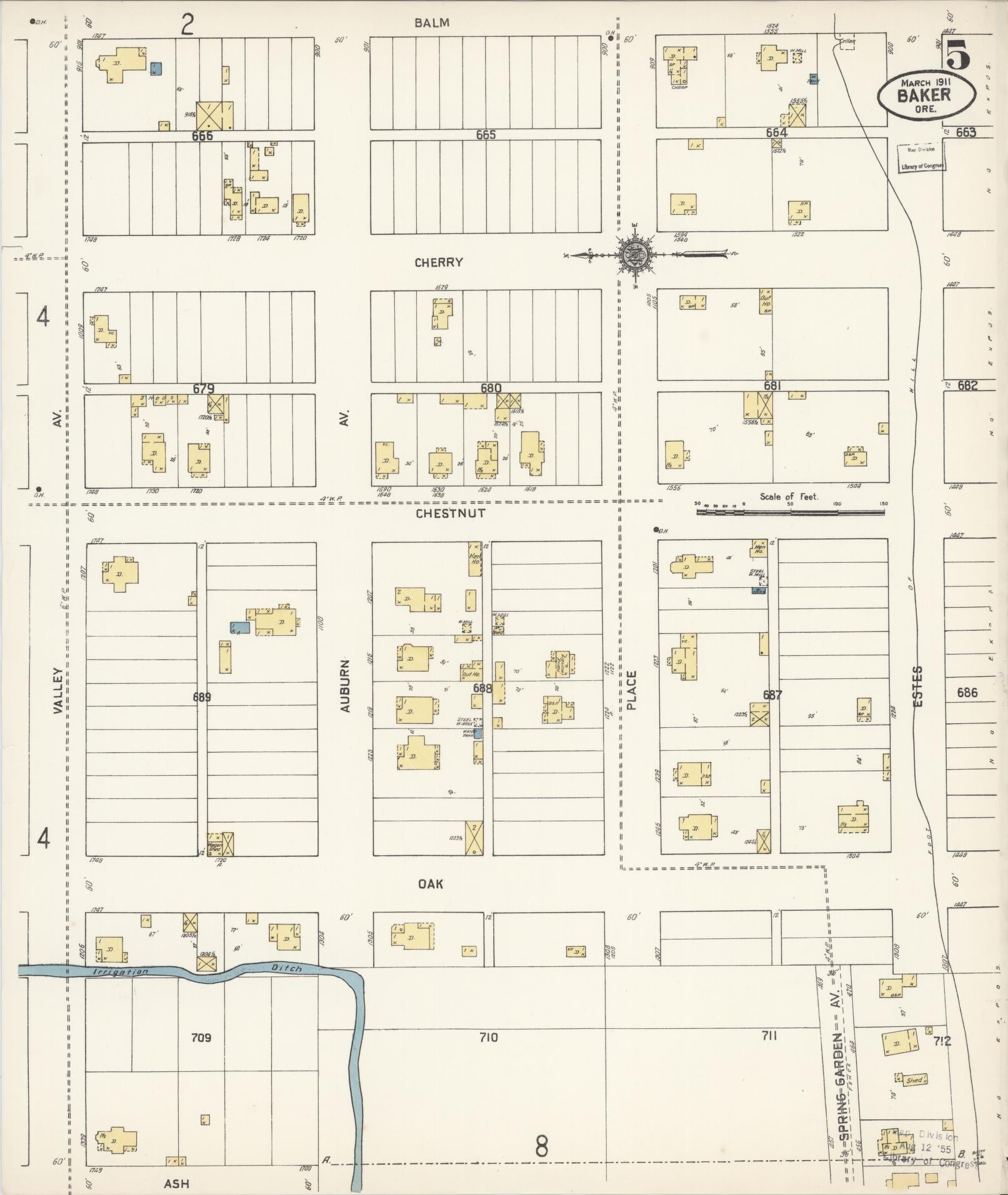 Sanborn Fire Insurance Map from Baker, Baker County, Oregon (1911), Sheet #0005 - Complete Map Set gallery image, historic Sanborn map, vintage wall art, Oregon Oregon