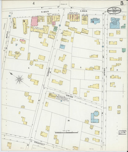Sanborn Fire Insurance Map from North Brookfield, Worcester County, Massachusetts (1896), Sheet #0005 - Historic Sanborn Fire Insurance Map Print, vintage old map wall art, antique decor, genealogy gift, Massachusetts Massachusetts map