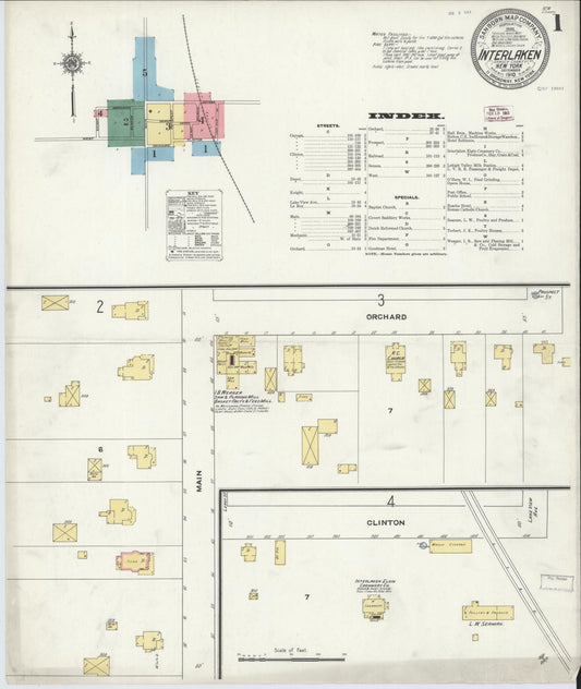 Sanborn Fire Insurance Map from Interlaken, Seneca County, New York (1910), Sheet #0001 - Historic Sanborn Fire Insurance Map Print, vintage old map wall art, antique decor, genealogy gift, New York New York map