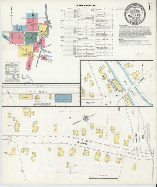 Sanborn Fire Insurance Map from Holley, Orleans County, New York (1909), Sheet #0001 - Complete Map Set gallery image, historic Sanborn map, vintage wall art, New York New York