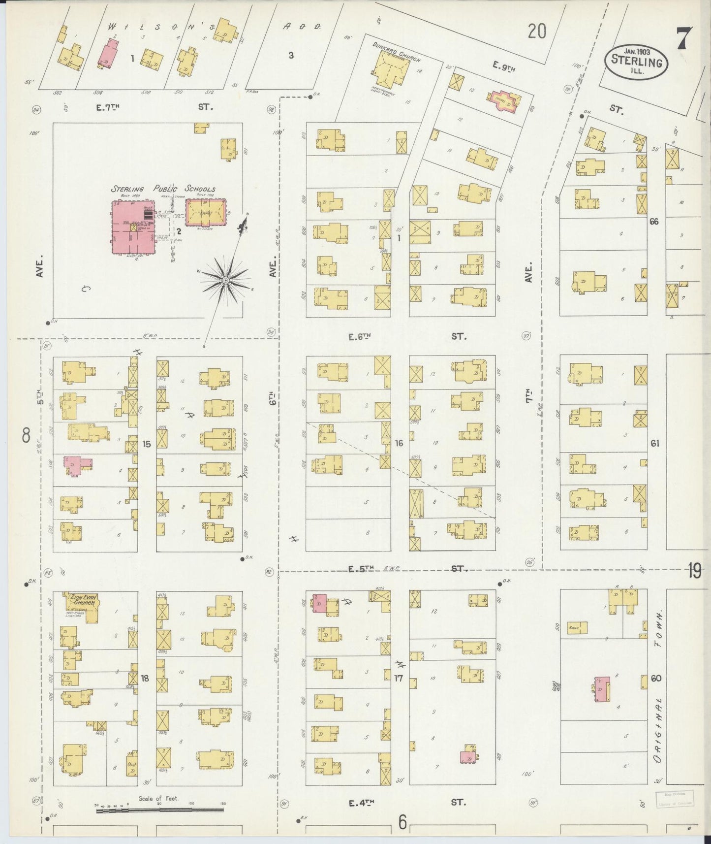 Sanborn Fire Insurance Map from Sterling, Whiteside County, Illinois (1903), Sheet #0007 - Complete Map Set gallery image, historic Sanborn map, vintage wall art, Illinois Illinois