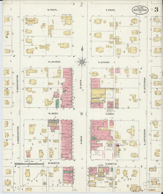Sanborn Fire Insurance Map from Abingdon, Knox County, Illinois (1906), Sheet #0003 - Historic Sanborn Fire Insurance Map Print, vintage old map wall art, antique decor, genealogy gift, Illinois Illinois map