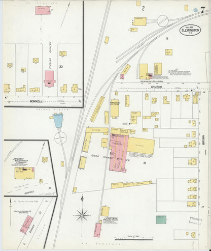 Sanborn Fire Insurance Map from Flemington, Hunterdon County, New Jersey (1902), Sheet #0007 - Complete Map Set gallery image, historic Sanborn map, vintage wall art, New Jersey New Jersey