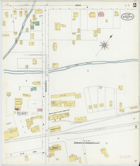 Sanborn Fire Insurance Map from Amenia, Dutchess County, New York (1905), Sheet #0002 - Historic Sanborn Fire Insurance Map Print, vintage old map wall art, antique decor, genealogy gift, New York New York map