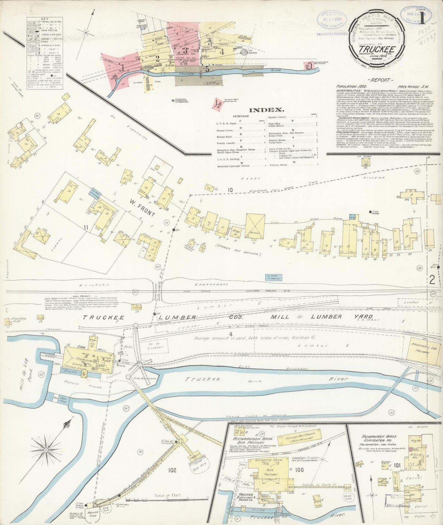 Sanborn Fire Insurance Map from Truckee, Nevada County, California (1898), Sheet #0001 - Complete Map Set gallery image, historic Sanborn map, vintage wall art, Truckee Nevada