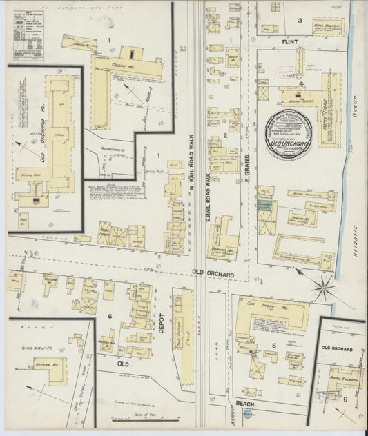 Sanborn Fire Insurance Map from Old Orchard, York County, Maine (1889), Sheet #0001 - Historic Sanborn Fire Insurance Map Print, vintage old map wall art, antique decor, genealogy gift, Maine Maine map