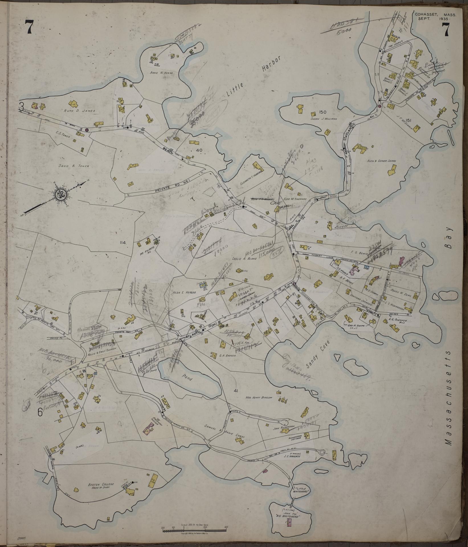 Sanborn Fire Insurance Map from Cohasset, Norfolk County, Massachusetts (1952), Sheet #0007 - Complete Map Set gallery image, historic Sanborn map, vintage wall art, Massachusetts Massachusetts