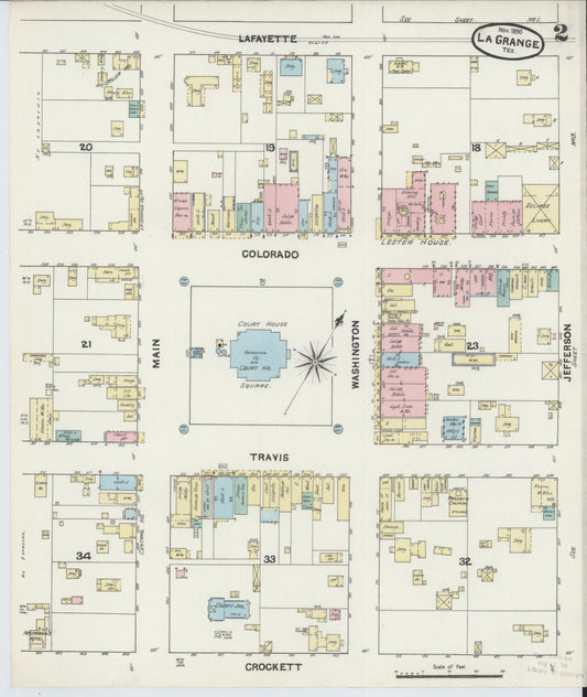 Sanborn Fire Insurance Map from La Grange, Fayette County, Texas (1890), Sheet #0002 - Historic Sanborn Fire Insurance Map Print, vintage old map wall art, antique decor, genealogy gift, Texas Texas map