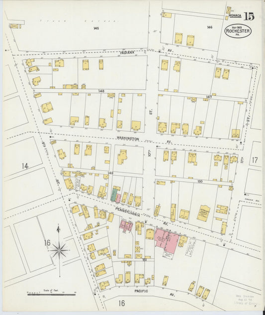Sanborn Fire Insurance Map from Rochester, Beaver County, Pennsylvania (1903), Sheet #0015 - Historic Sanborn Fire Insurance Map Print, vintage old map wall art, antique decor, genealogy gift, Pennsylvania Pennsylvania map