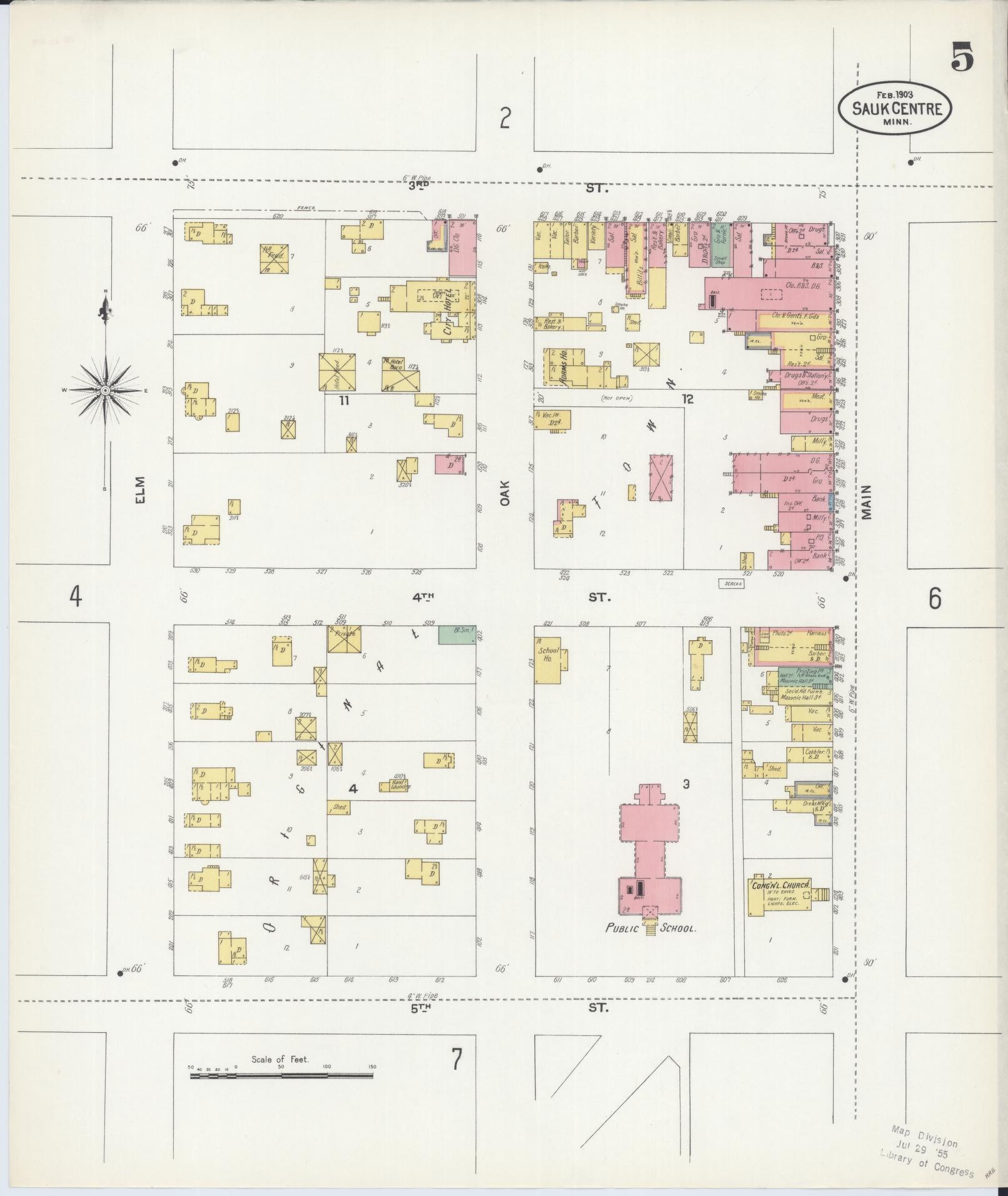 Sanborn Fire Insurance Map from Sauk Centre, Stearns County, Minnesota (1903), Sheet #0005 - Complete Map Set gallery image, historic Sanborn map, vintage wall art, Minnesota Minnesota