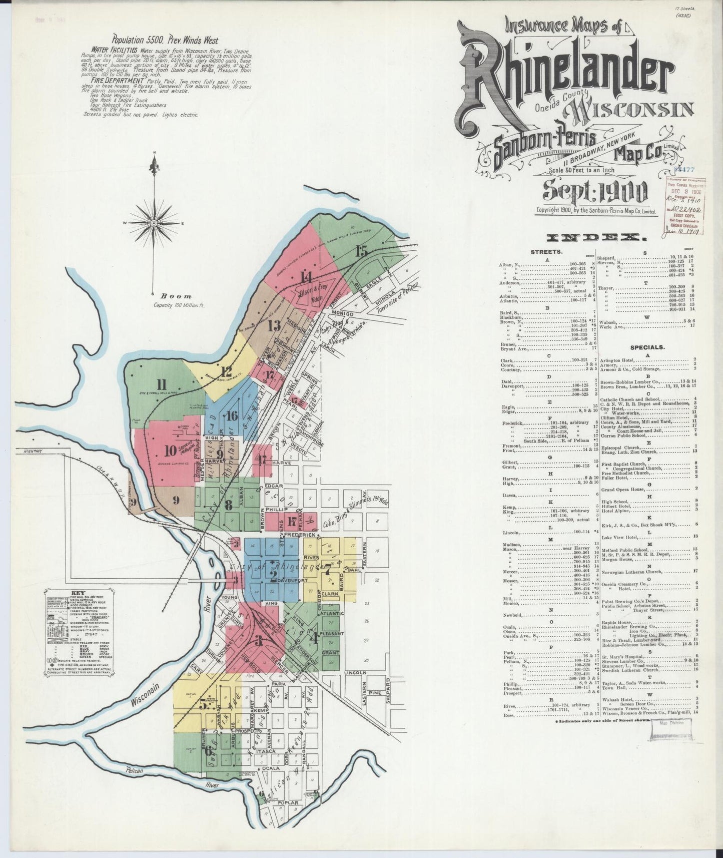 Rhinelander, Oneida County, Wisconsin (1900) – Sanborn Fire Insurance Map – Map View