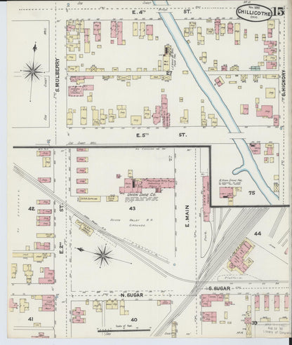 Sanborn Fire Insurance Map from Chillicothe, Ross County, Ohio (1890), Sheet #0015 - Historic Sanborn Fire Insurance Map Print, vintage old map wall art, antique decor, genealogy gift, Ohio Ohio map
