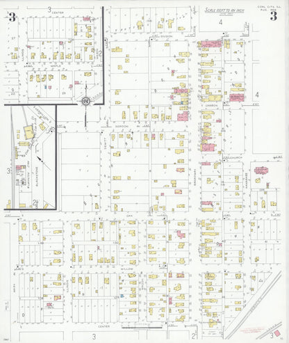 Sanborn Fire Insurance Map from Coal City, Grundy County, Illinois (1933), Sheet #0003 - Historic Sanborn Fire Insurance Map Print, vintage old map wall art, antique decor, genealogy gift, Illinois Illinois map