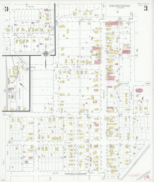 Sanborn Fire Insurance Map from Coal City, Grundy County, Illinois (1933), Sheet #0003 - Historic Sanborn Fire Insurance Map Print, vintage old map wall art, antique decor, genealogy gift, Illinois Illinois map