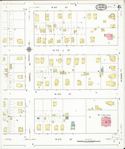 Sanborn Fire Insurance Map from Larned, Pawnee County, Kansas (1920), Sheet #0006 - Complete Map Set gallery image, historic Sanborn map, vintage wall art, Kansas Kansas