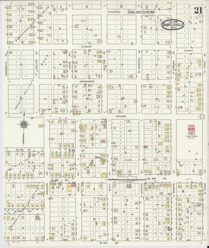 Sanborn Fire Insurance Map from Bartlesville, Washington County, Oklahoma (1920), Sheet #0021 - Complete Map Set gallery image, historic Sanborn map, vintage wall art, Oklahoma Oklahoma