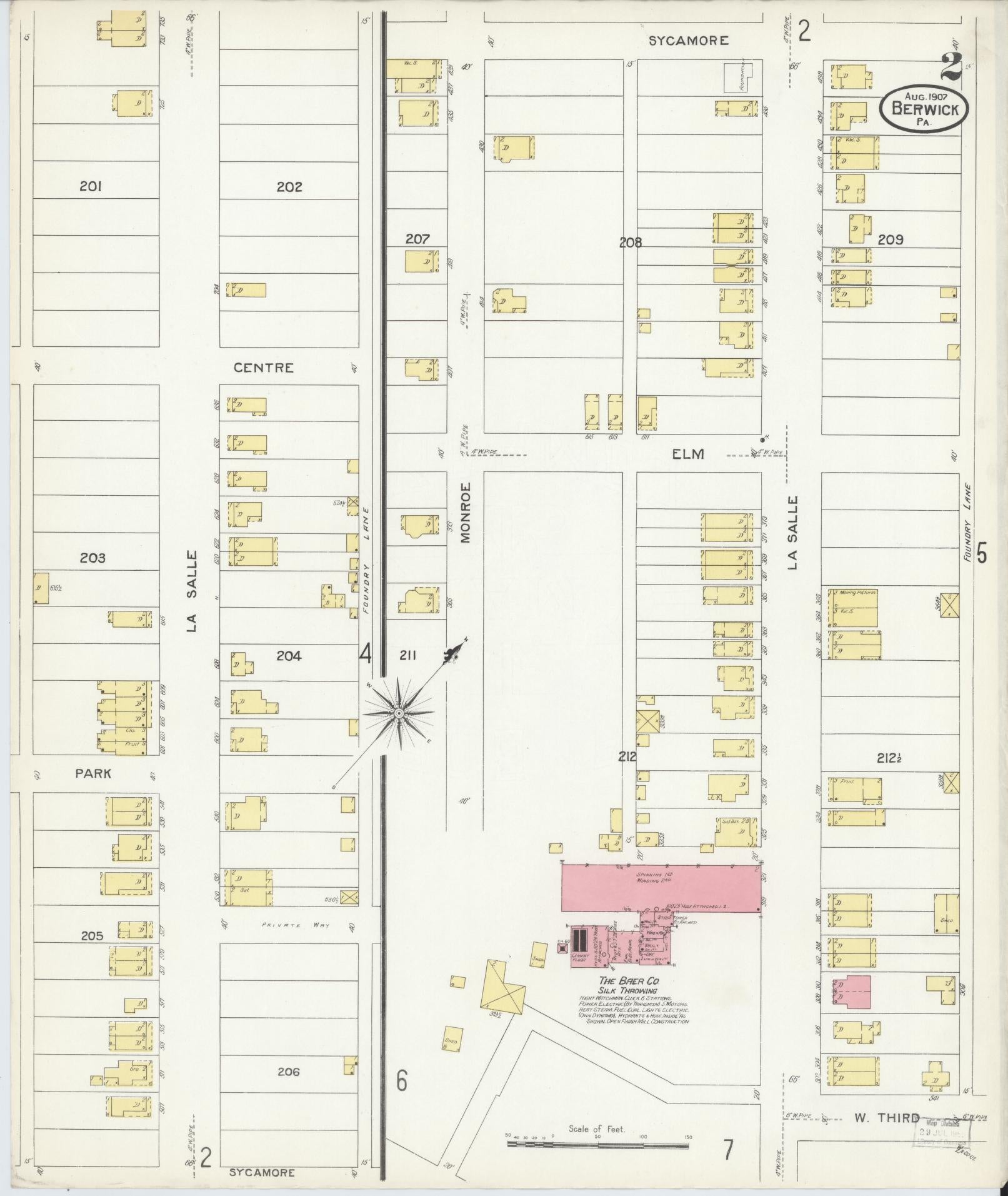 Sanborn Fire Insurance Map from Berwick, Columbia County, Pennsylvania (1907), Sheet #0002 - Historic Sanborn Fire Insurance Map Print, vintage old map wall art, antique decor, genealogy gift, Pennsylvania Pennsylvania map