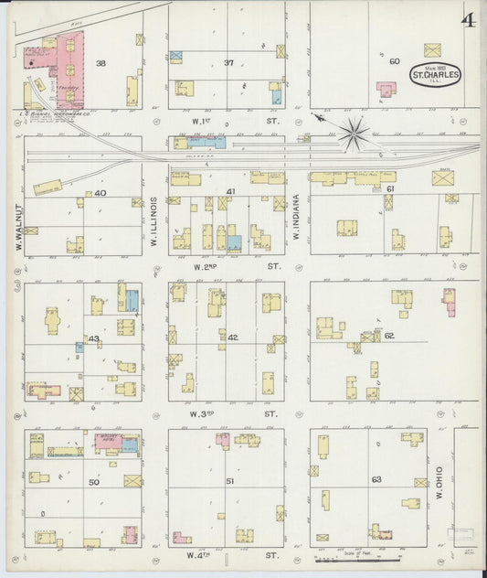 Sanborn Fire Insurance Map from Saint Charles, Kane County, Illinois (1893), Sheet #0004 - Historic Sanborn Fire Insurance Map Print, vintage old map wall art, antique decor, genealogy gift, Illinois Illinois map