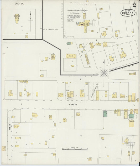 Sanborn Fire Insurance Map from Durant, Bryan County, Oklahoma (1896), Sheet #0002 - Historic Sanborn Fire Insurance Map Print, vintage old map wall art, antique decor, genealogy gift, Oklahoma Oklahoma map